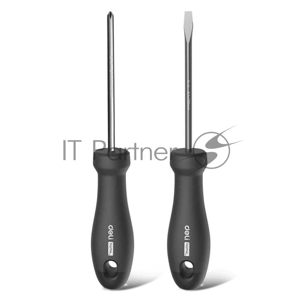 DELI Набор отверток HT1002 2шт SL5x100+PH1x100 Черный