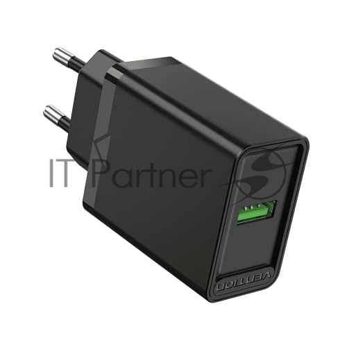 Сетевое зарядное устройство Vention на 1 порт USB A QC 3.0 2.4A Черный