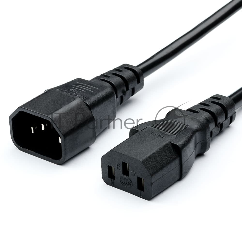 Кабель питания/ Кабель питания GoPower C14 (m)-C13 (f) 1.8м ПВХ 0.75 мм удлинитель черный (1/10/100)