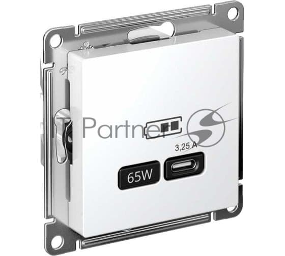 Розетка USB SE тип-C 65W высокоскор. заряд. QC, PD, мех. AtlasDesign белый