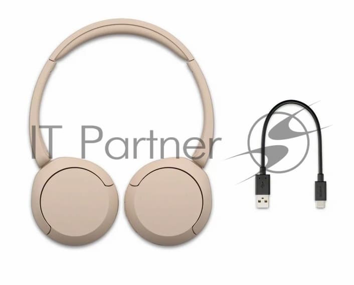 Беспроводные наушники Sony WH-CH520 бежевый, накладные, Bluetooth, быстрая зарядка, до 50 ч