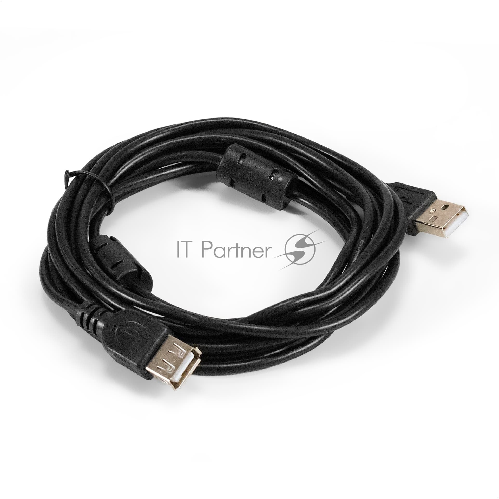 Удлинитель USB 2.0 ExeGate EX-CCF-USB2-AMAF-3.0F (Am/Af, позолоченные контакты, ферритовые кольца, 3м)