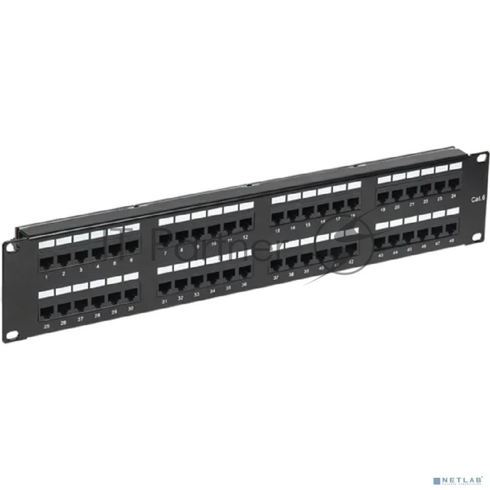 Панель коммутационная Rexant с кабельными органайзерами 19", 2U, 48 портов, UTP, RJ-45, CAT 6 PRO