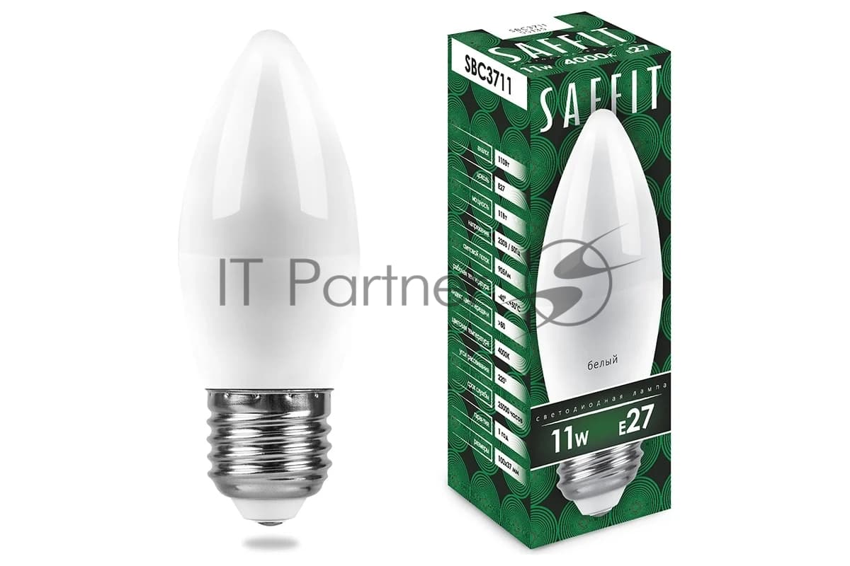 Лампа светодиодная SAFFIT SBC3711 (55135) 11Вт Е27 белый матовая свеча