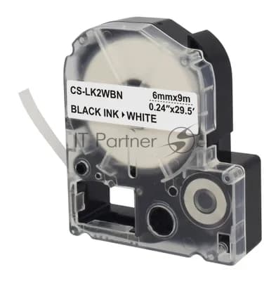 Cactus Картридж ленточный CS-LK2WBN 6мм черный на белом для Epson