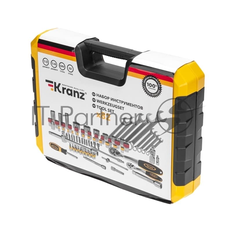 Набор инструментов Kranz 1/2, 1/4, CrV, пластиковый кейс, 82 предмета
