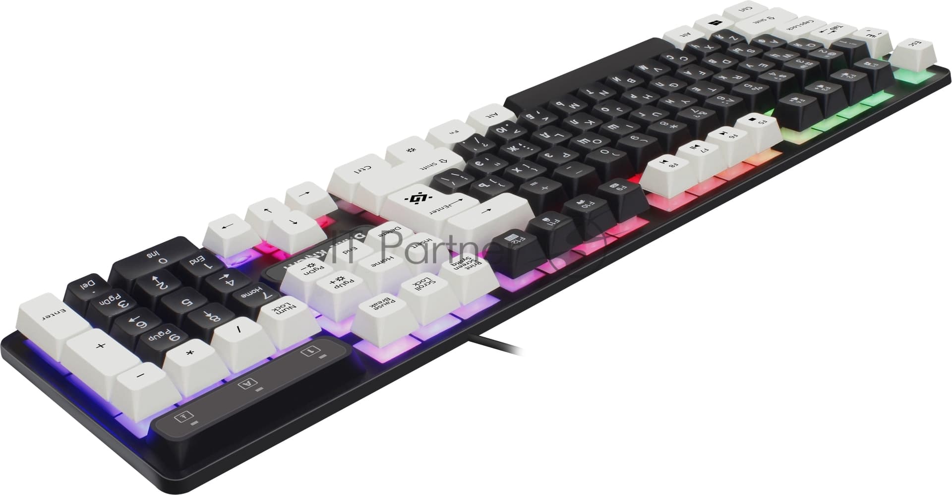 Defender Игровая клавиатура проводная Dark Knight GK-077 RU,черн-бел,104кн,радужная