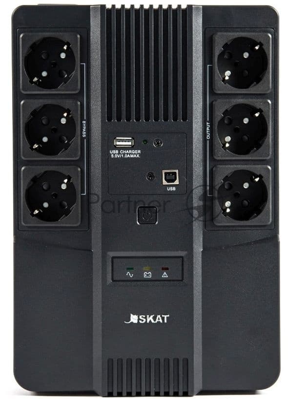 SKAT-UPS 600-AI-IN-1x7 ИБП 220В 360Вт 1АКБ 7Ач внутр. меандр. стаб-ция напр-я. 6 выходов