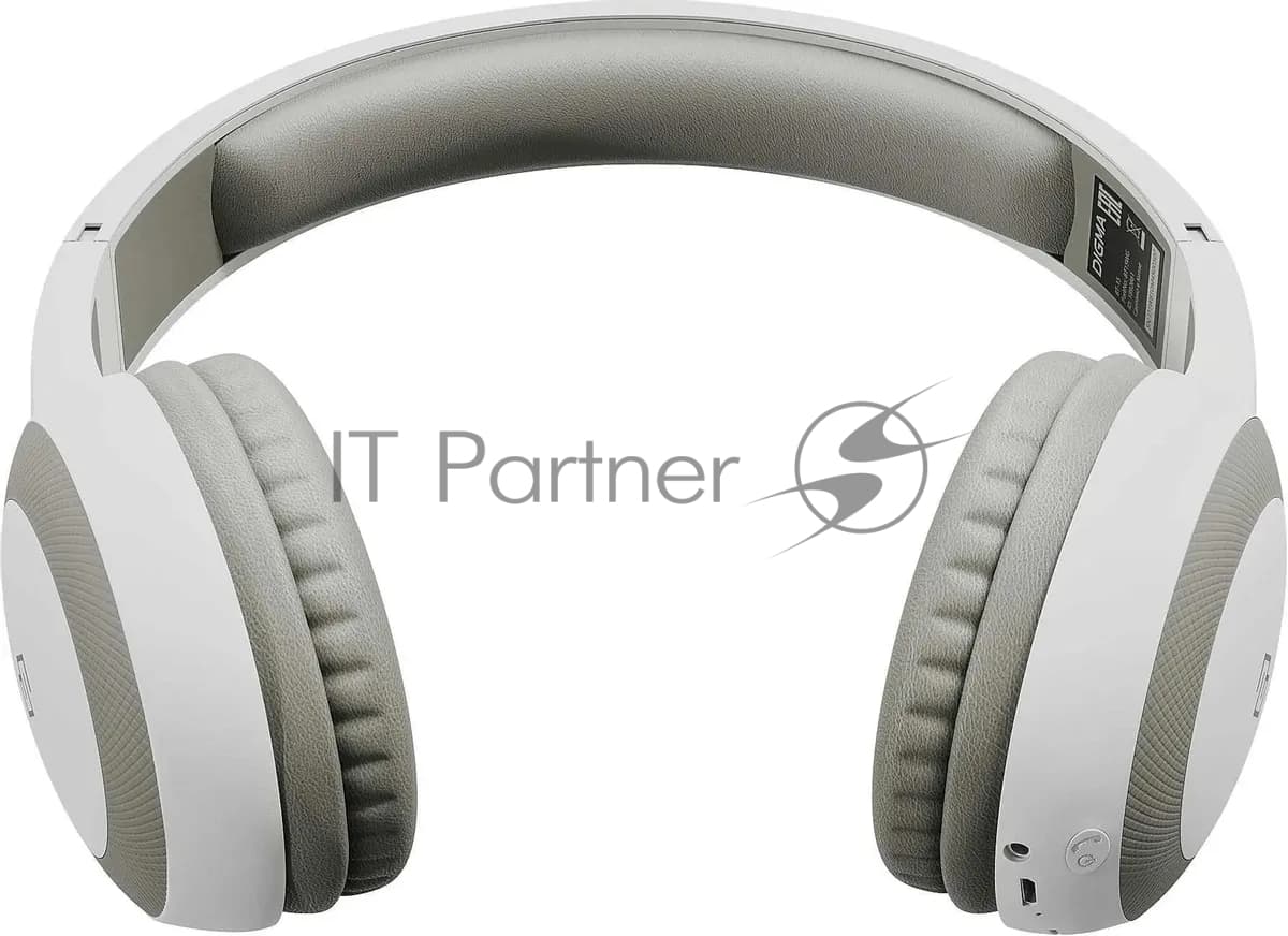 Гарнитура накладные Digma BT-15 белый/серый беспроводные bluetooth оголовье (BT-15W)