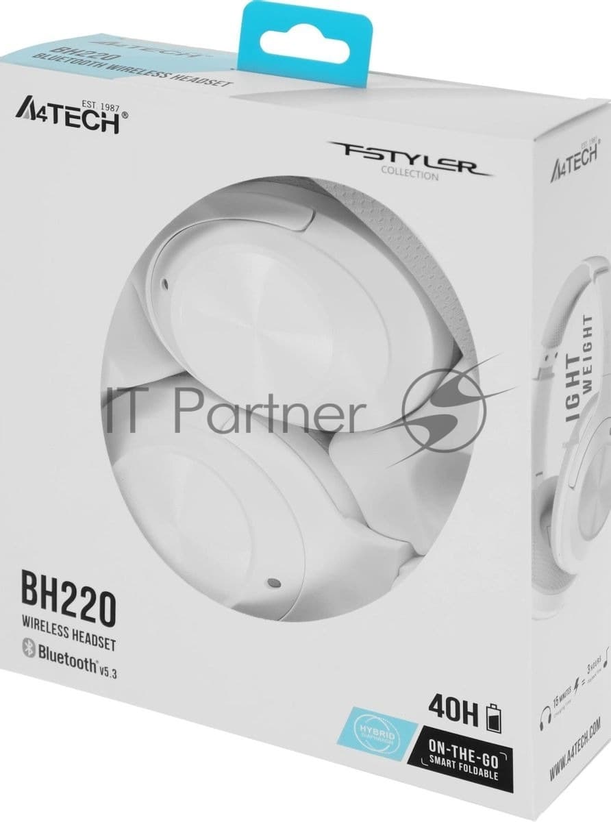 Беспроводные наушники A4Tech Bloody BH220 белый, полноформатные, Bluetooth, до 80 ч