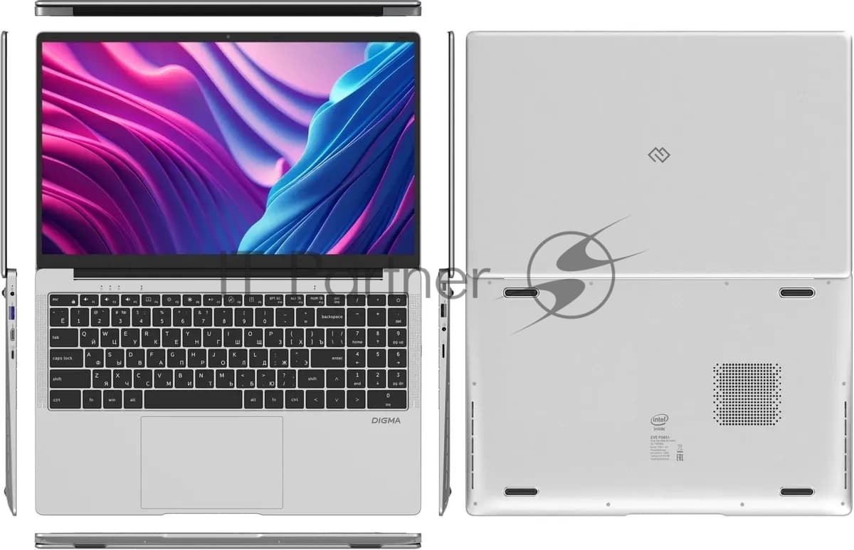 Ноутбук Digma EVE P5851 Pentium Silver N5030 8Gb SSD256Gb Intel UHD Graphics 600 15.6" FHD (1920x1080) Windows 11 Professional silver WiFi BT Cam 5000mAh (DN15N5-8CXW05)