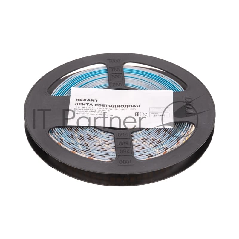 Лента светодиодная Rexant 12В, SMD2835, 19,2Вт/м, 240 LED/м, 4000K, 10мм, 5м,IP20