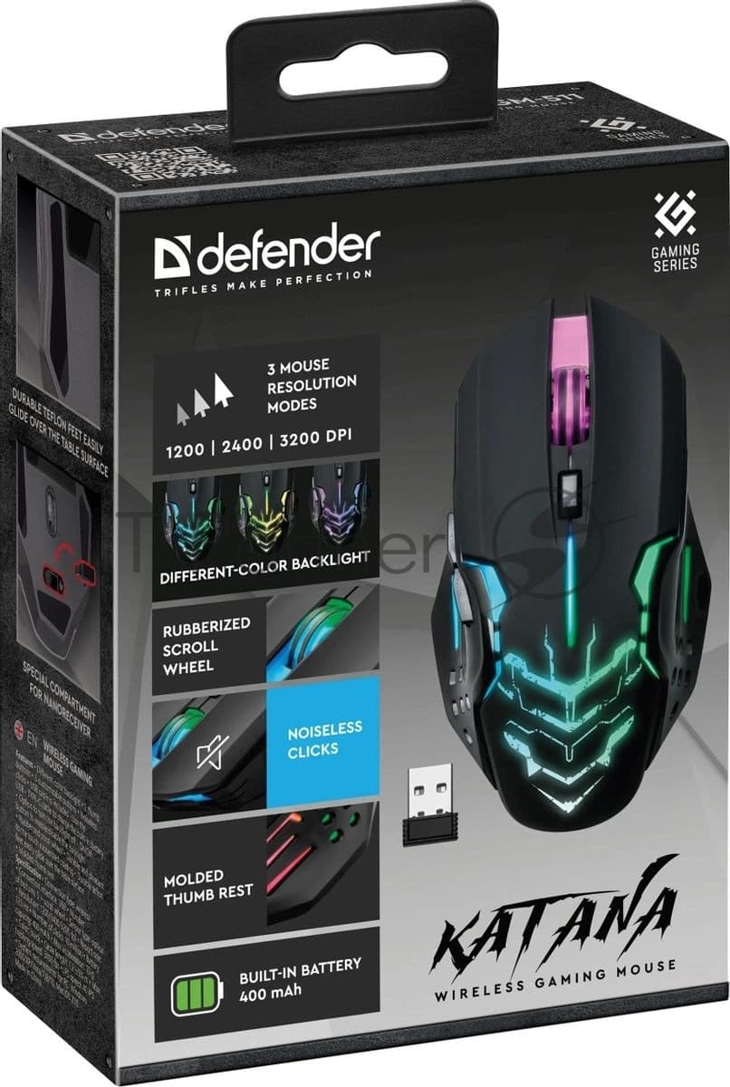 Defender Мышь беспроводная Katana GM-511 3200 DPI USB