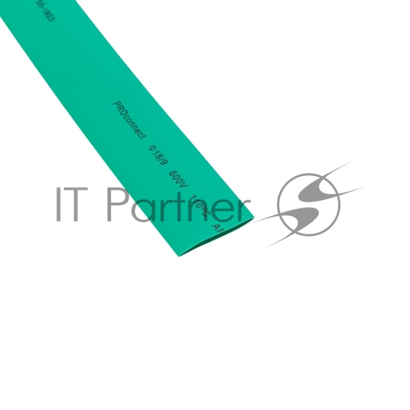 Трубка термоусаживаемая PROconnect ТУТ 18,0/9,0мм, зеленая, упаковка 50 шт. по 1м