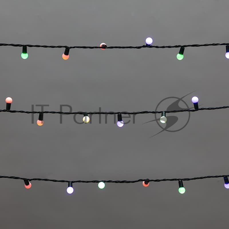 Гирлянда Neon-night "Мультишарики" 20м, 200 LED, диаметр 15мм, IP44, зеленый провод, свечение мульти (RG/RB), мигание, 230В