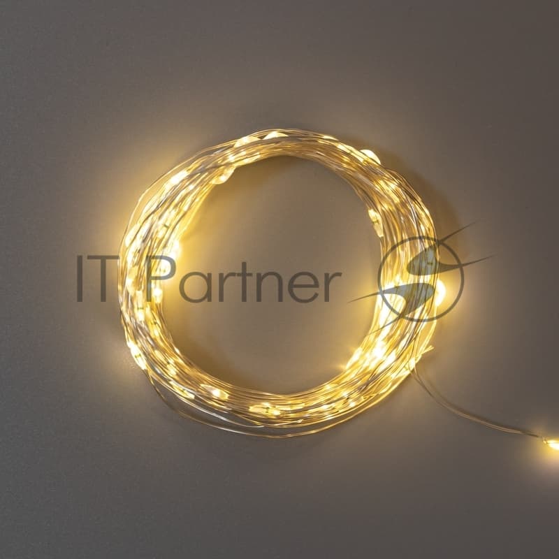 Гирлянда Neon-night Роса 10м, 100 LED, теплый белый, IP44, на батарейках 3хАА, с пультом 8 режимов