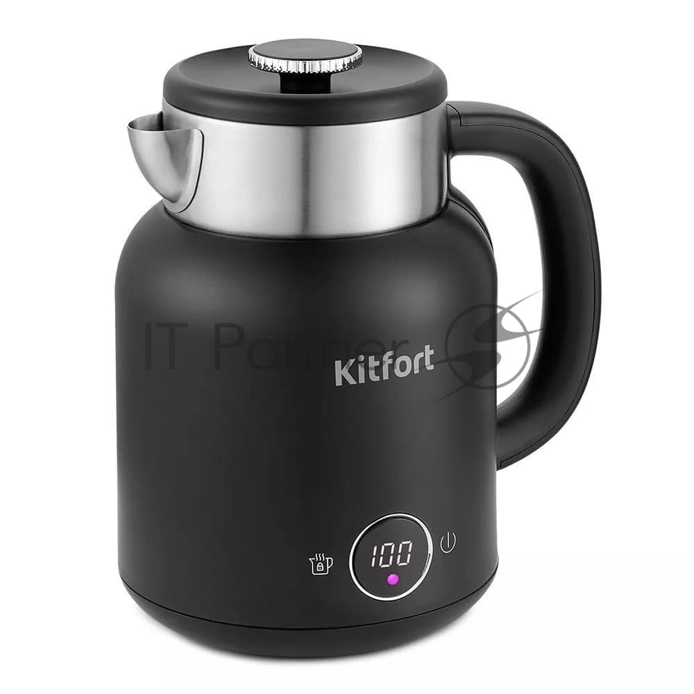 Чайник электрический Kitfort КТ-6196-1 1.5л. 2200Вт черный/серебристый корпус: пластик/металл