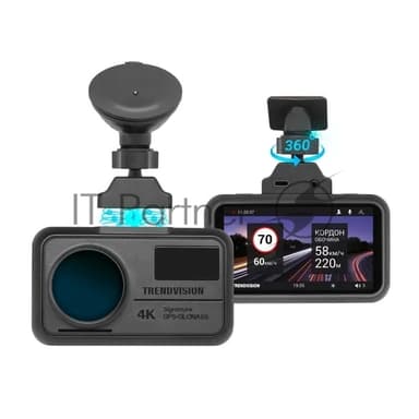 Видеорегистратор TrendVision TDR-725 Real 4K 2CH, 3840x2160, 3", с камерой заднего вида, GPS/ГЛОНАСС, Wi-Fi, G-сенсор, датчик движения, GPS-информатор
