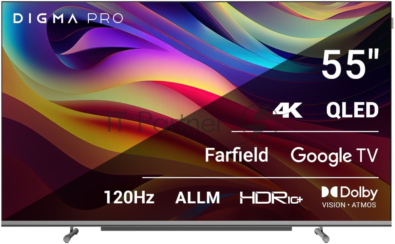 Телевизор Digma 55" Pro 55L черный QLED UHD 120Hz GoogleTV