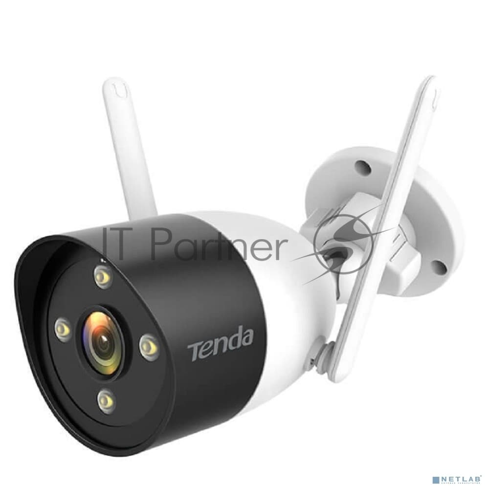 IP-камера Tenda CT6 Цилиндрическая уличная IP-камера, 2304x1296 20 кадр./сек, CMOS 3 Мп, Wi-Fi, ночная съемка, датчик движения, от -30° до 60° C, белый