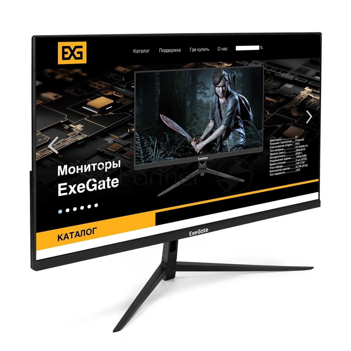 Монитор 27" ExeGate SmartView EZ2707A IPS 1920x1080, 75 Гц, 5 мс, 16:9, 250 кд/м2, 1xHDMI, 1xVGA, 1x3.5 мм, черный