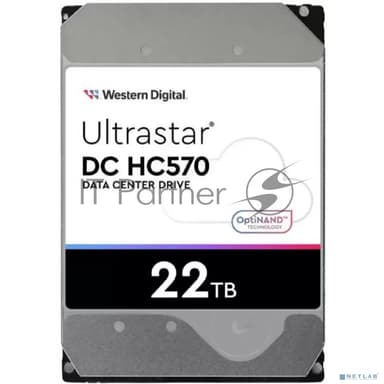 Жесткий диск серверный Western Digital 3.5"; 22Tb Ultrastar DC HC570 (WUH722222ALE6L4) SATA 6Gb/s, 7200rpm, 512MB, 4k/512e, Helium, Bulk
