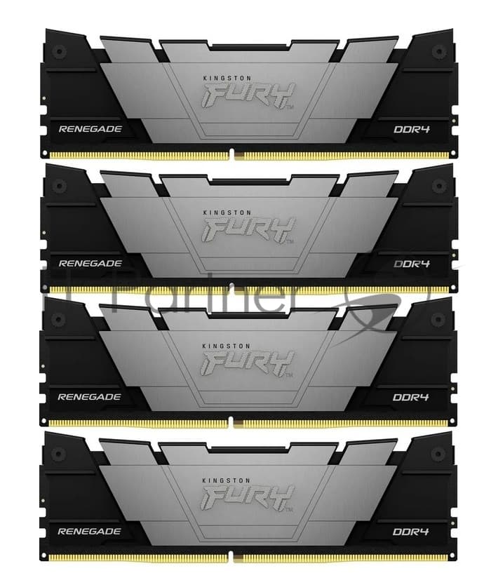 Оперативная память Kingston Fury Renegade, DDR4, 64GB (4x16GB), 3200MHz, CL16, DIMM, радиатор, черный