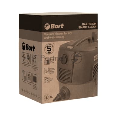 Строительный пылесос Bort BAX-1530M-Smart Clean 1600Вт (уборка: сухая/влажная) черный