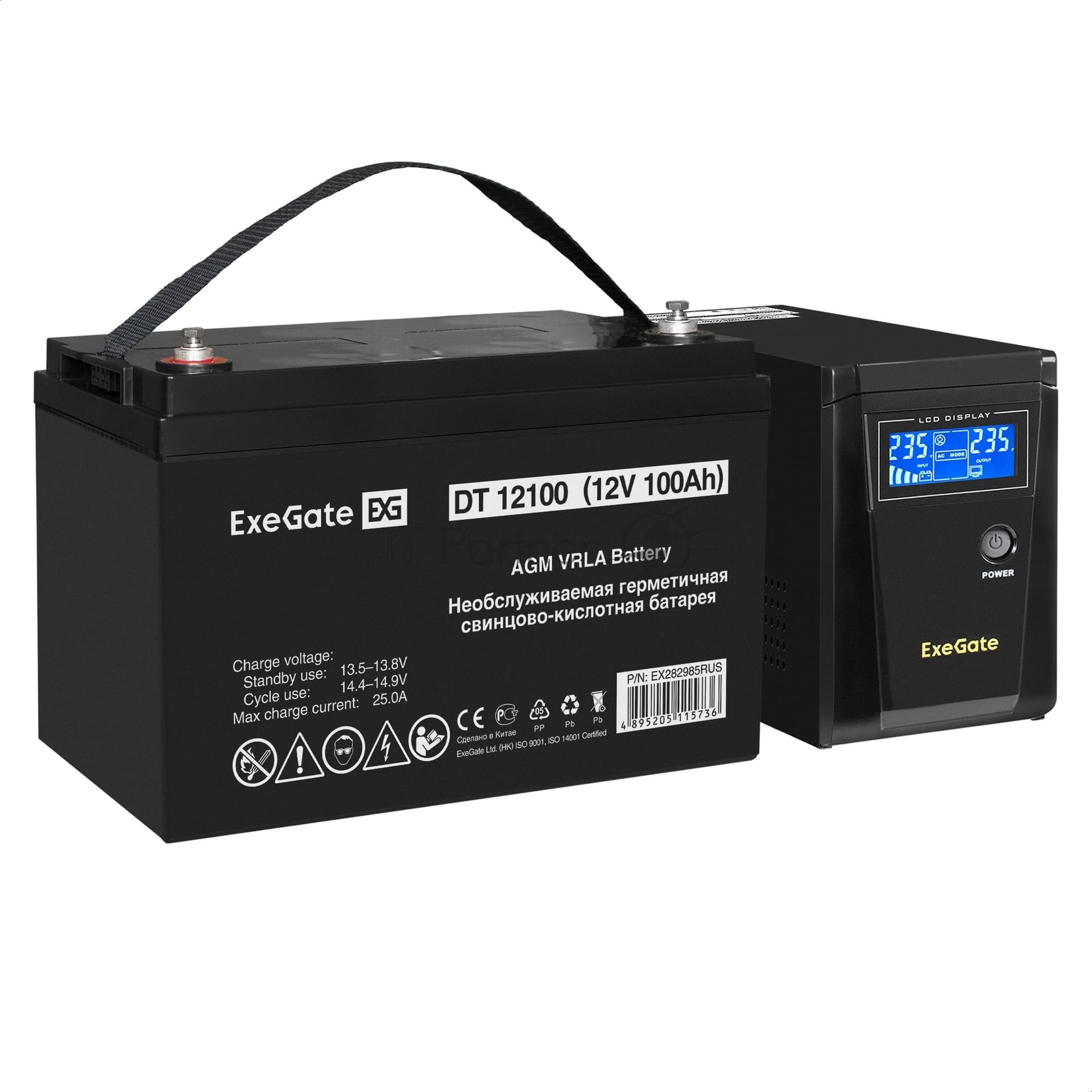 ИБП + батарея ExeGate SineTower SZ-600.LCD.AVR.1SH + DT 12100 (100Ач)