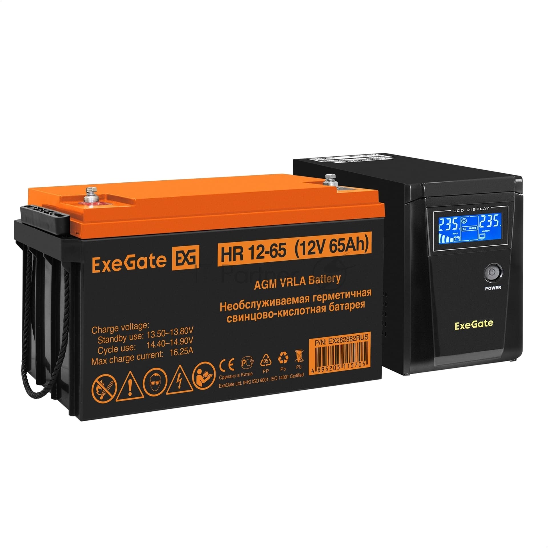 ИБП + батарея ExeGate SineTower SZ-600.LCD.AVR.1SH + HR 12-65 (65Ач)