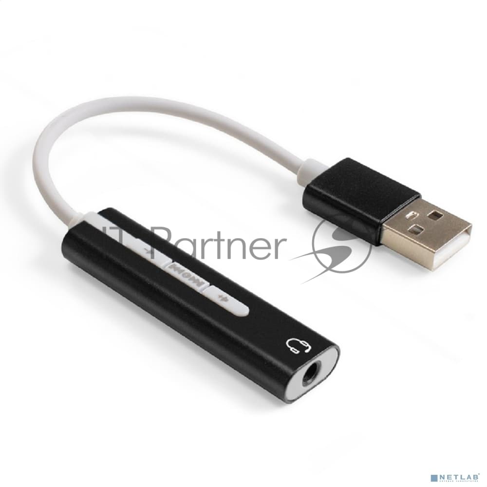 Кабель-адаптер для подключения телефонной гарнитуры к порту USB ExeGate <EX-AU-04B> (внешняя звуковая карта USB, 1x Jack3.5 F (4-контакта), кнопки: volume +, volume -, play/pause/next/previous, Windows/Linux/MAC OS)