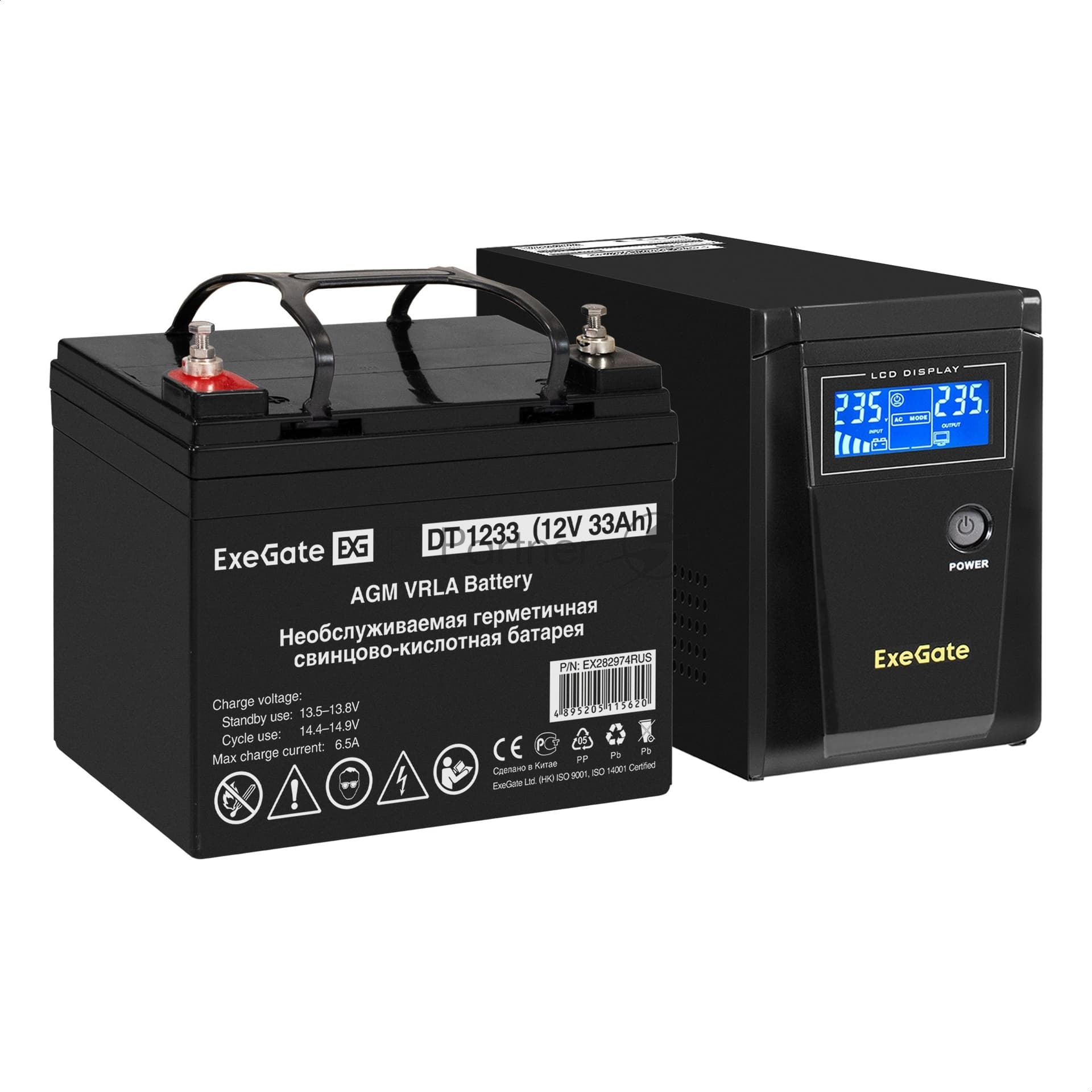 ИБП + батарея ExeGate SineTower SZ-600.LCD.AVR.1SH + DT 1233 (33Ач)