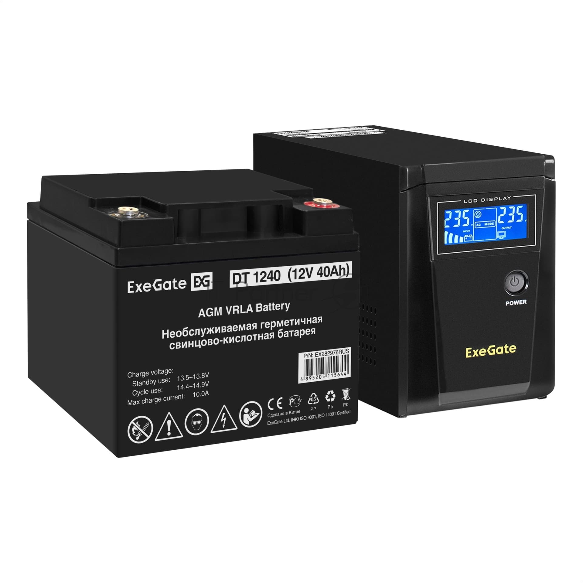 ИБП + батарея ExeGate SineTower SZ-600.LCD.AVR.1SH + DT 1240 (40Ач)