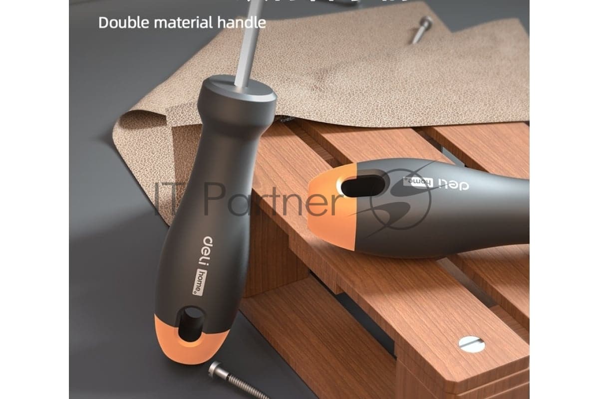 Шлицевая отвёртка "Home Series Gray" Deli HT1106C 6x150мм Эксклюзивный дизайн. Рукоятка из высококачественного софттач пластика