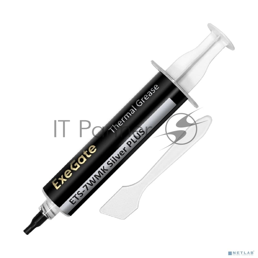 Термопаста ExeGate ETS-7WMK Silver PLUS (7,2 Вт/(м•К), 15г, шприц с лопаткой)