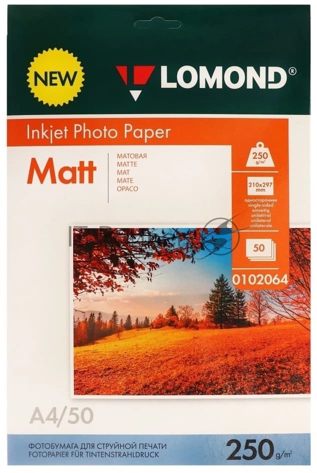 Фотобумага Lomond 250 г/м2 А4 односторонняя матовая 50 л.