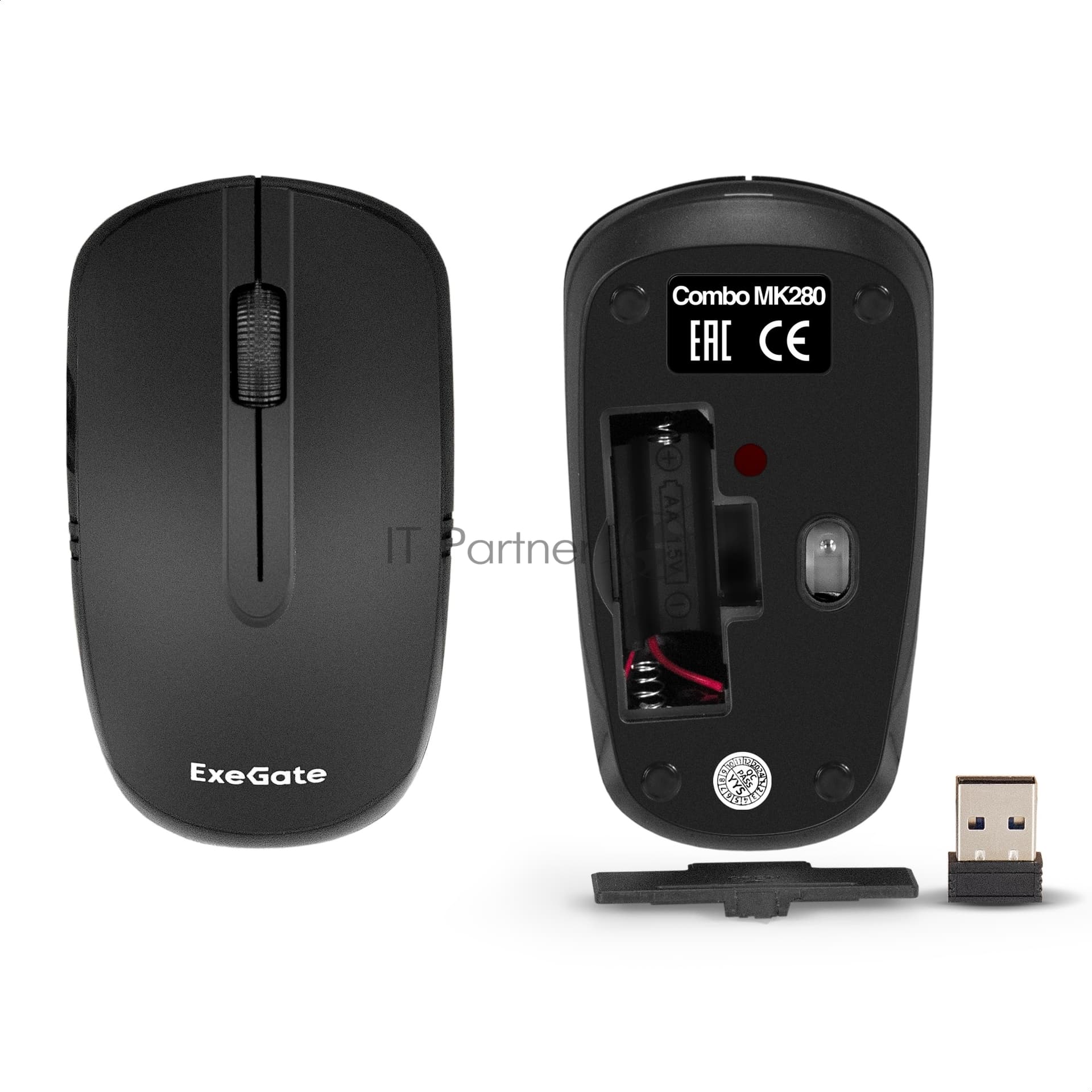 Комплект клавиатура+мышь ExeGate MK280 беспроводной, USB, 1000 DPI, чёрный