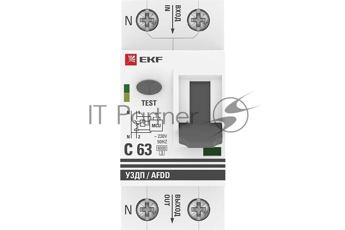 Устройство защиты от дугового пробоя EKF PROxima (УЗДП) 1P+N C 63А 6кА с авт. выкл. afdd-2-63C-pro