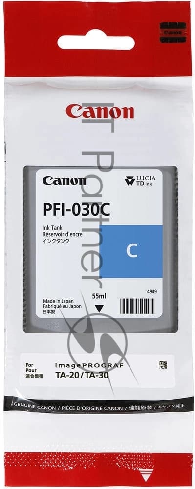 Картридж струйный Canon Pigment Ink PFI-030 Cyan голубой (55 мл) для Canon imagePROGRAF TM-240, TM-340
