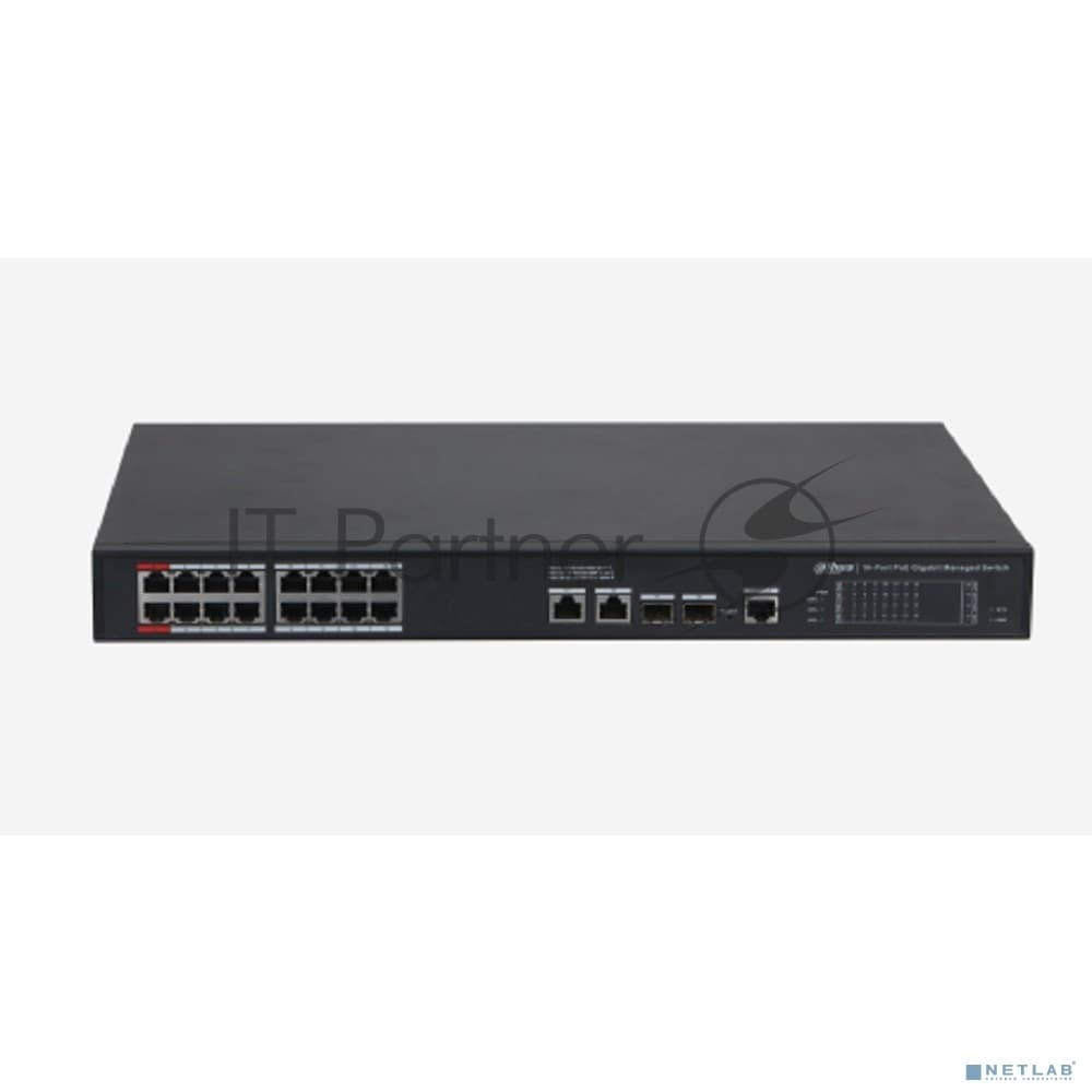 Коммутатор Dahua DH-S4220-16GT-190, 16×1 Гбит/с + 2×1 Гбит/с + 2×1 Гбит/с SFP, управляемый