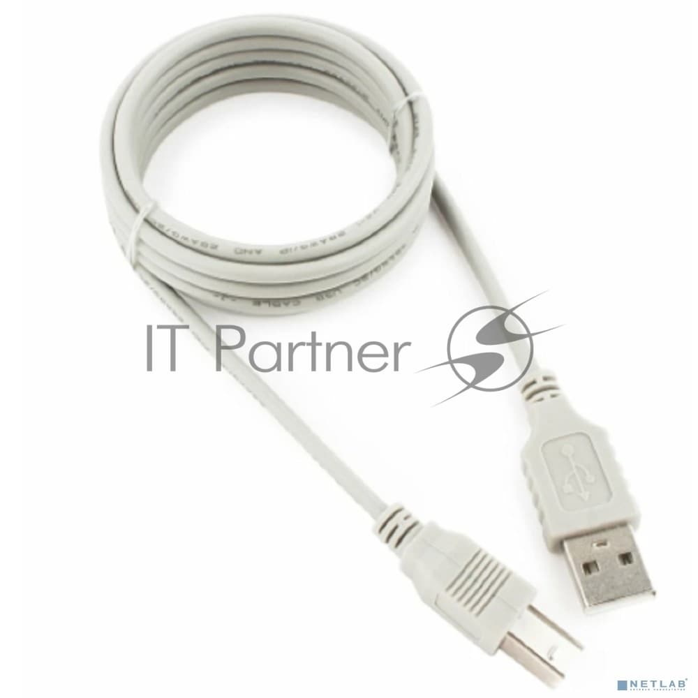 Кабель USB2.0 Cablexpert CC-USB2-AMBM-6-N, AM/BM, медь, 1.8м, серый, пакет