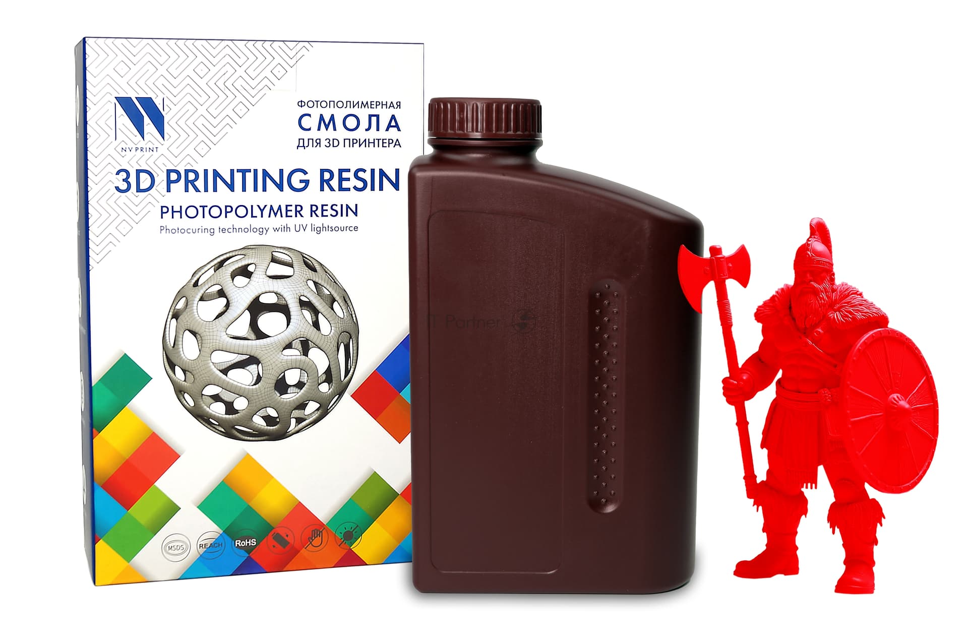 -/ Фотополимерная смола NVPRINT Standard Resin Clear Red для 3D печати 1 кг (бут)