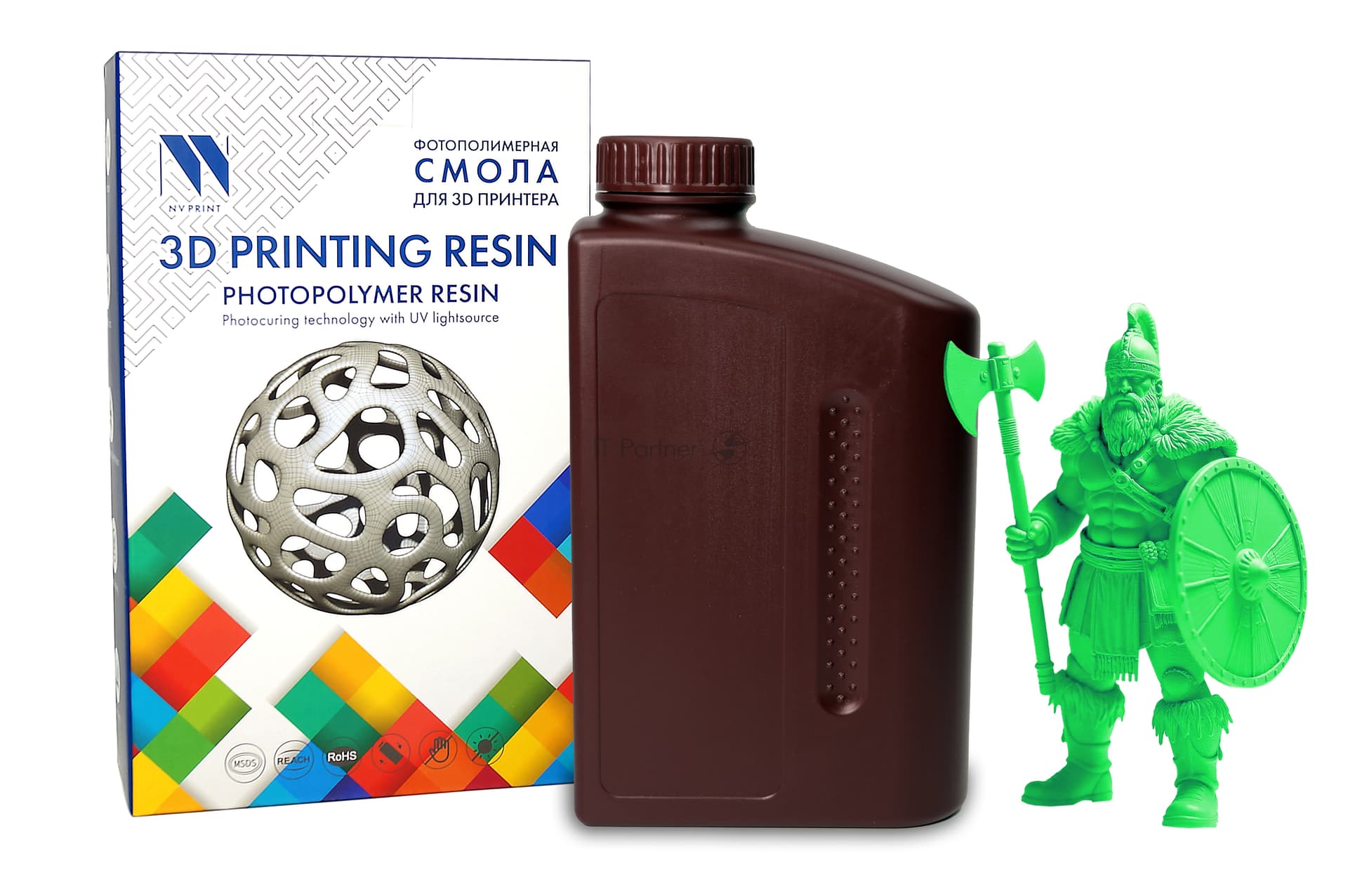 -/ Фотополимерная смола NVPRINT Standard Resin Clear Green для 3D печати 1 кг (бут)