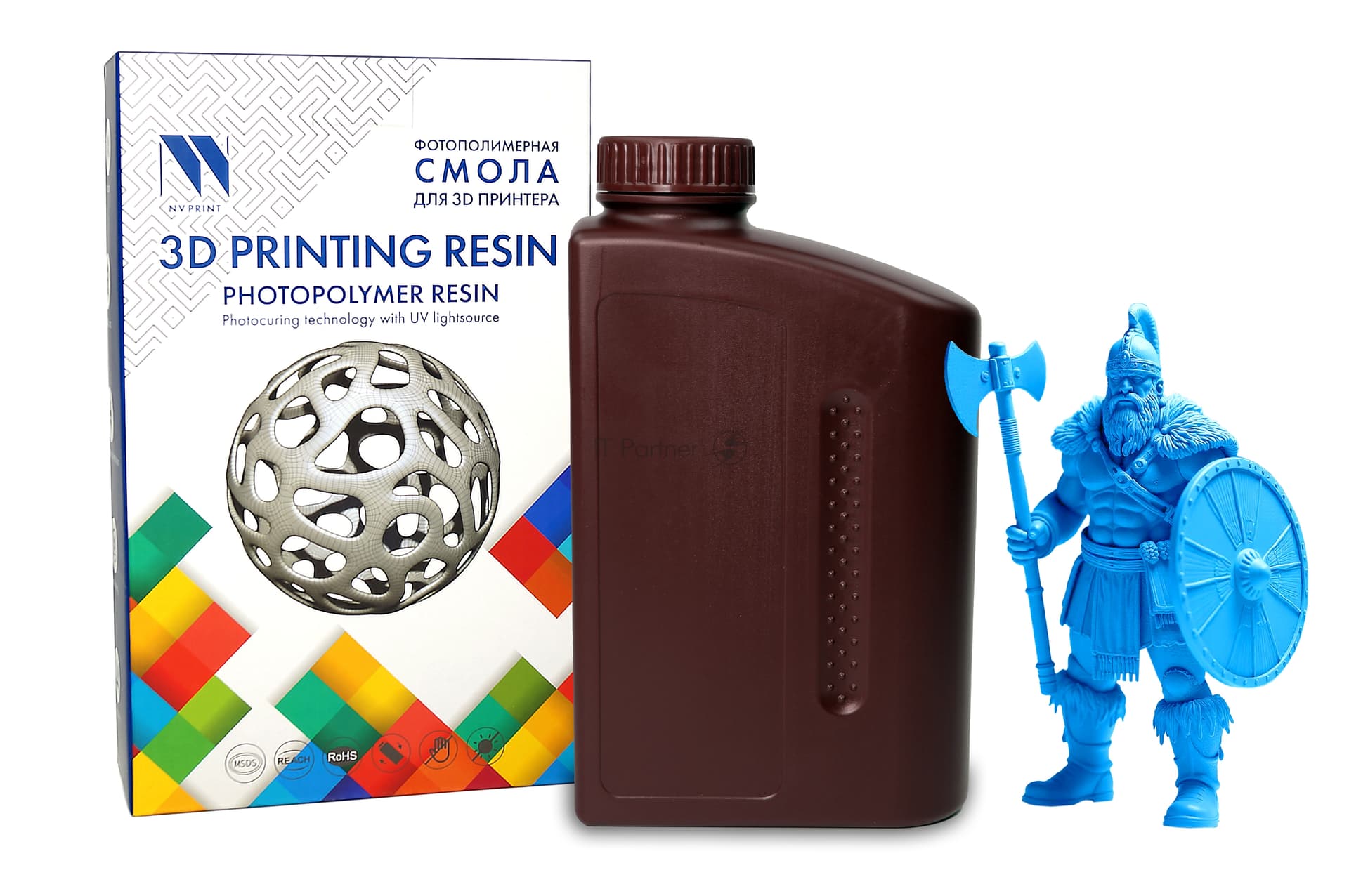 -/ Фотополимерная смола NVPRINT Standard Resin Clear Blue для 3D печати 1 кг (бут)