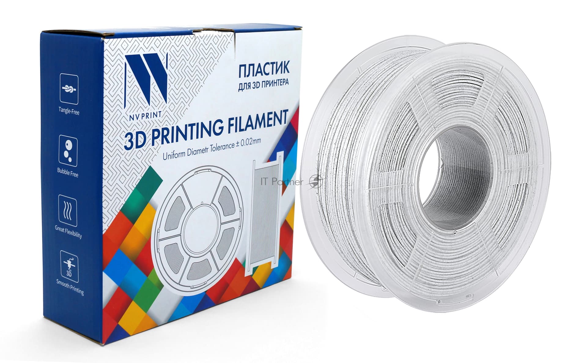 -/ Филамент NVPRINT PLA Marble для 3D печати диаметр 1.75мм длина 330 метров масса 1 кг