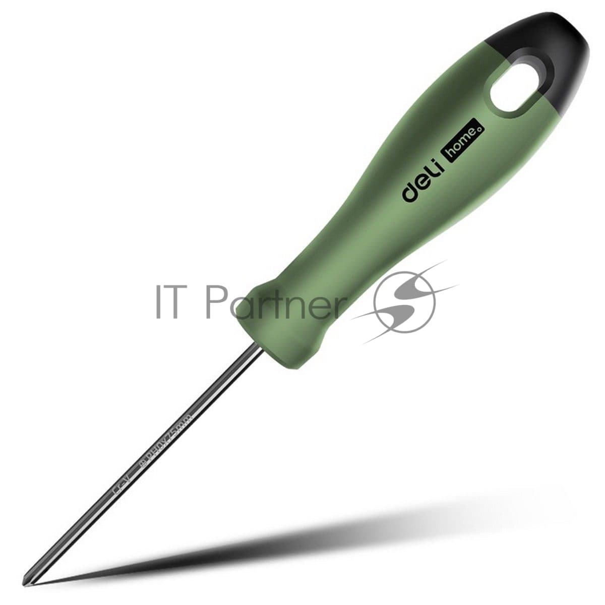 Крестовая отвертка "Home Series Green" Deli HT1203L PH0x75мм Эксклюзивный дизайн, рукоятка из высококачественного софттач пластика