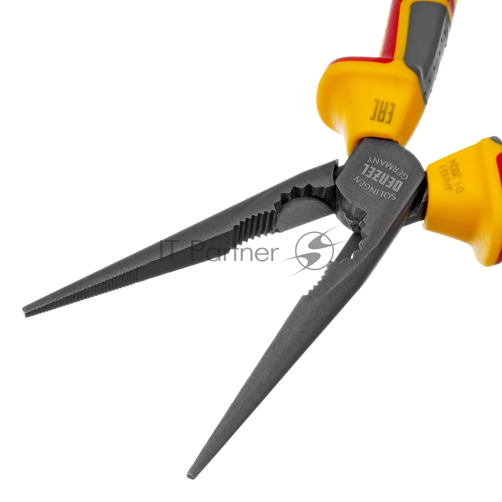 Длинногубцы прямые Denzel диэлектрические рукоятки до 1000 В, трехкомпонентные рукоятки, 205 мм