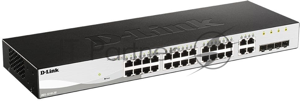 Коммутатор управляемый L2 D-Link DGS-1210-28/FL2A с 24 портами 10/100/1000Base-T и 4 комбо-портами 100/1000Base-T/SFP
