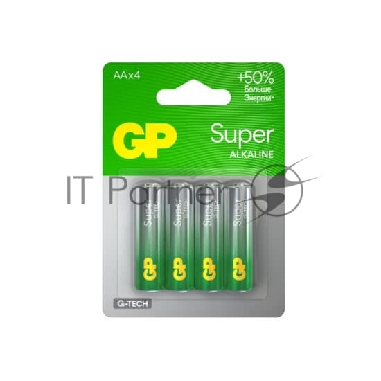 Алкалиновые батарейки GP Super Alkaline G-Tech 15А, АА, 4 шт. на блистере (4 шт.)