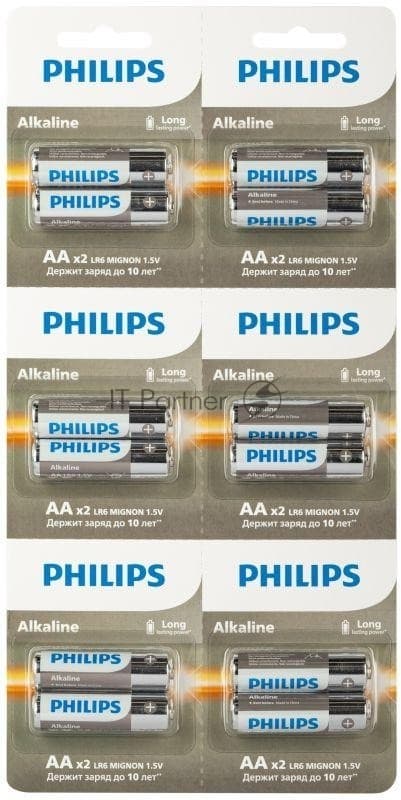 Элемент питания алкалиновый AA/LR6 1.5В Entry отрывной набор (блист. 12шт) Philips Б0064636